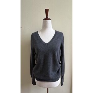 Halogen 100% Cashmere Sweater Women's Small V-Neck Heathered Gray